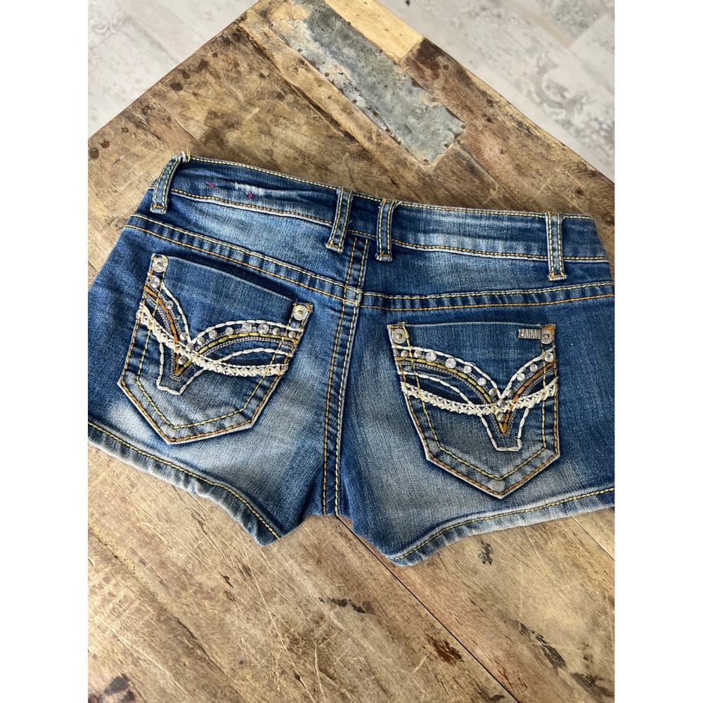 ZANADI Micro Mini Shorts Studded Detail Stretchy Low Waist Shorts Size 3 - Picture 5 of 8